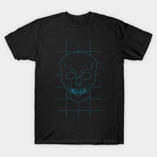 Fine line retro arcade old school tattoo skull shirt mug or sticker blue T-Shirt